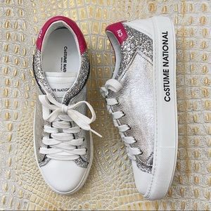 Costume National Logo Sole Leather Sneakers, Size 38